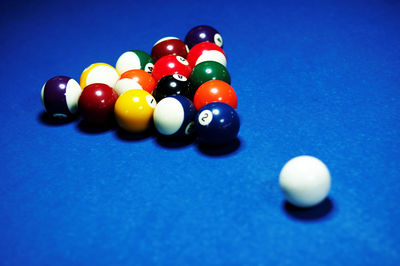 Pool balls arranged on table