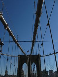 Low angle view of suspension bridge