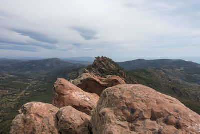 Scenic view of rocky mountains against sky