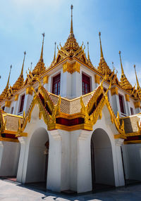 Low angle view of temple building against sky
