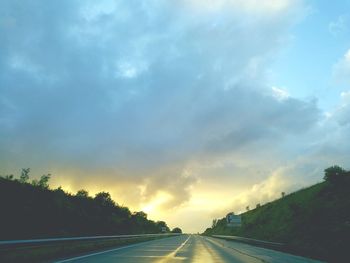 Road against sky during sunset