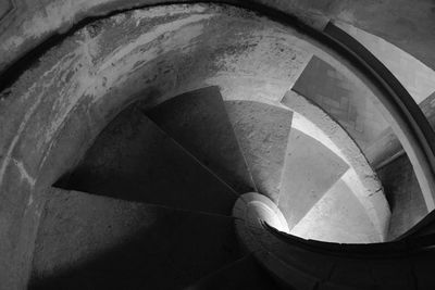 High angle view of spiral staircase