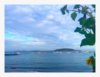 Scenic view of sea against cloudy sky