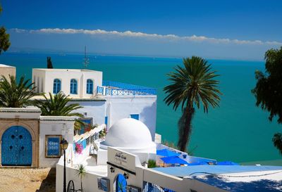 View of swimming pool against building
