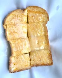 High angle view of bread on plate