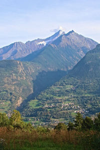 Scenic view of mountains against sky