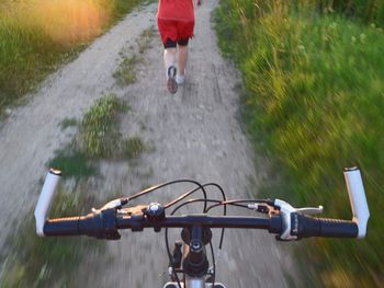 Man cycling on road