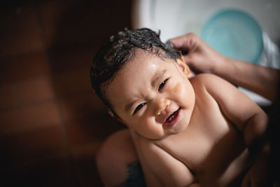 Portrait of cute boy at home