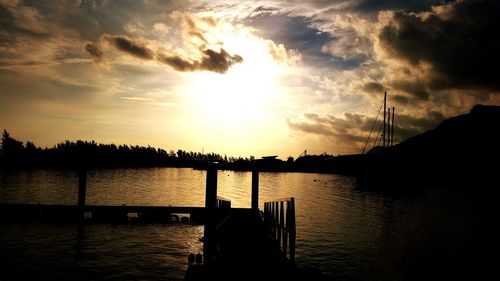 Scenic view of river against sky at sunset