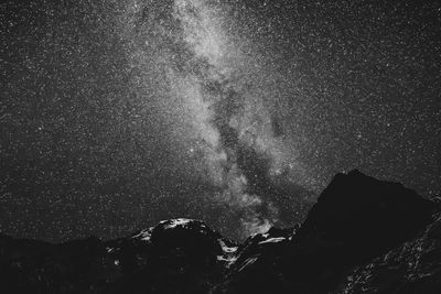 Low angle view of sky on mountain at night