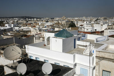 High angle view of townscape against sky
