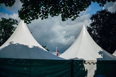 Low angle view of tent against sky