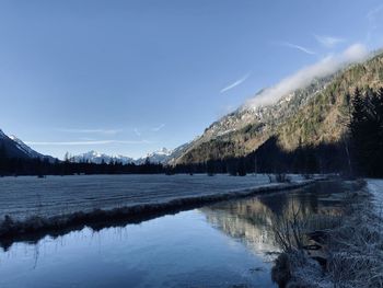 Scenic view of lake against sky