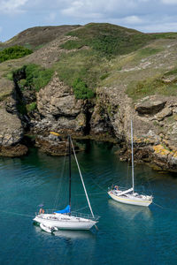 Boat sailing on sea