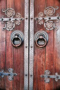 Close-up of closed wooden door