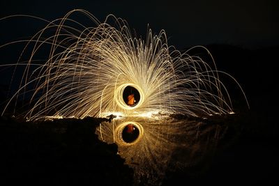 Firework display at night