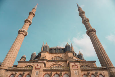 Low angle view of temple building against sky