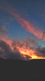 Silhouette landscape against sky during sunset