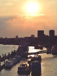 View of city at sunset