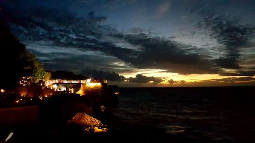 Silhouette of building at sunset