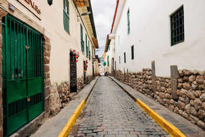 Empty side street of cusco, peru.