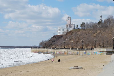 Scenic view of beach against sky