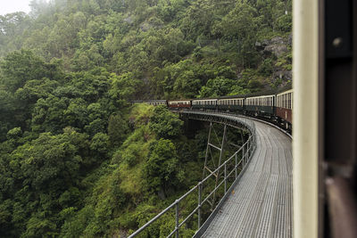 Kuranda railway passing through stony creek rail bridge in queensland australia 