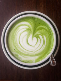 High angle view of coffee on table