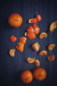 High angle view of orange pumpkins