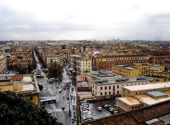 High angle view of cityscape against sky