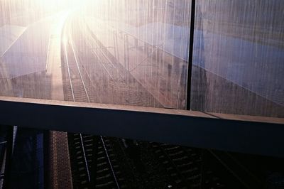 High angle view of railroad tracks seen from station