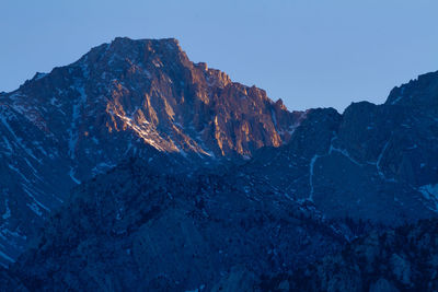 Last light hitting the sierra nevadas at sunset