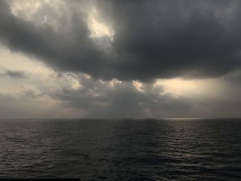 Scenic view of sea against cloudy sky