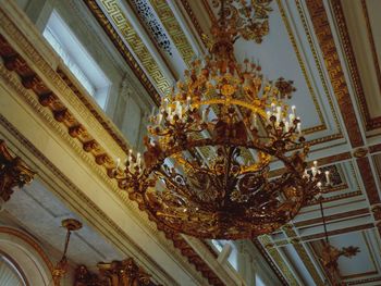 Low angle view of illuminated cathedral