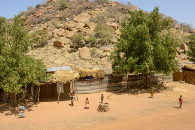 People in old building