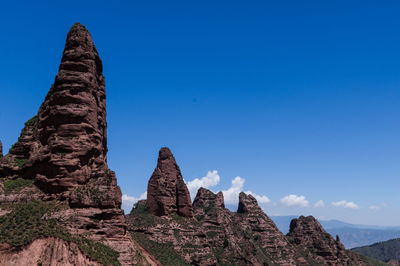 Scenic view of rocks against cloudy sky