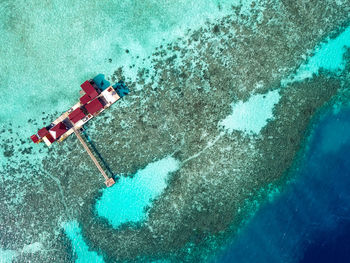 High angle view of water splashing in sea