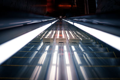 Blurred motion of escalator