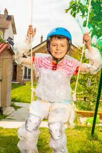 Portrait of cute girl playing in playground