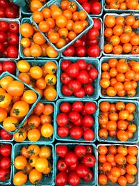 High angle view of fruits for sale at market stall