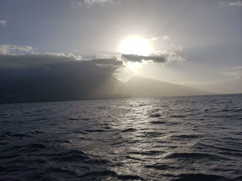 Scenic view of sea against sky during sunset