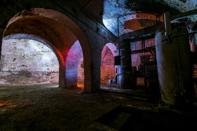 View of built structure through window