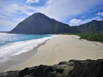 Scenic view of beach against sky