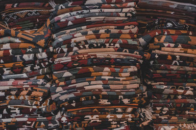 Full frame shot of textiles for sale at store