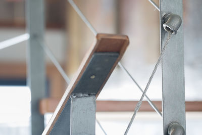 Metal handrail for an interior staircase.