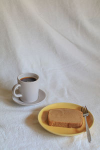 High angle view of coffee on table