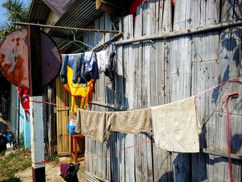 Clothes drying on clothesline