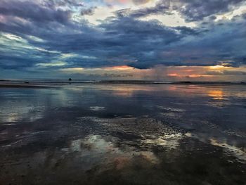 Scenic view of sea against sky at sunset