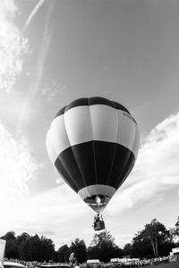 Low angle view of hot air balloon against sky