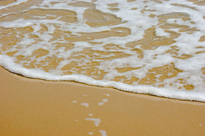 High angle view of sand on beach